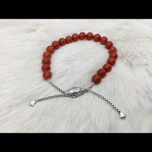 David Yurman Red Carnelian Spiritual Beads Adjustsble Bracelet
